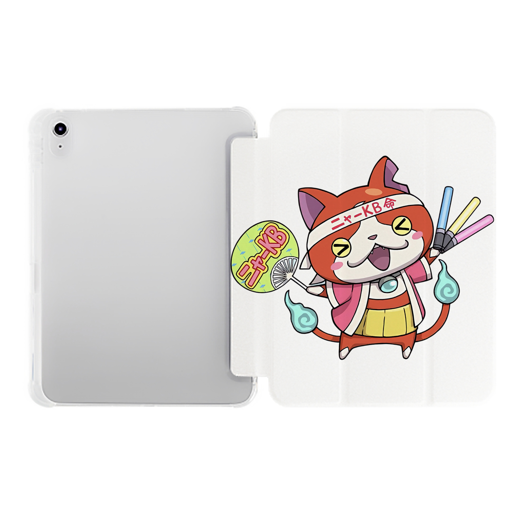 （画像用） 妖怪ウォッチ Yo-kai Watch IPad ケース ペン収納付き 三つ折りスタンド PUレザー×シリコン 対応機種9.5/10.5/10.9インチ
